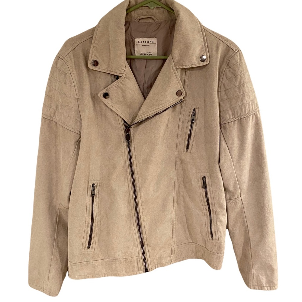 BERSHKA Suede Cream Jacket. Size M.
